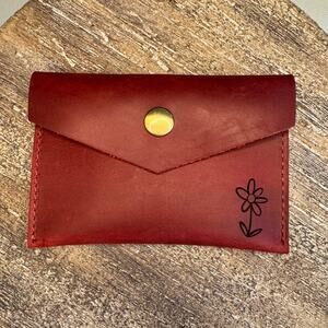 Genuine Leather Wallet DEEP RED Credit Card Holder Wallet NEW FAST SHIP